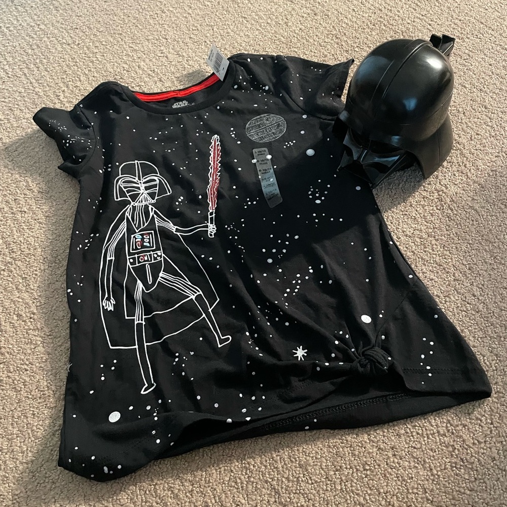 Disney Black Star Wars Youth T-Shirt, size 10/12 & Snack/Popcorn Container